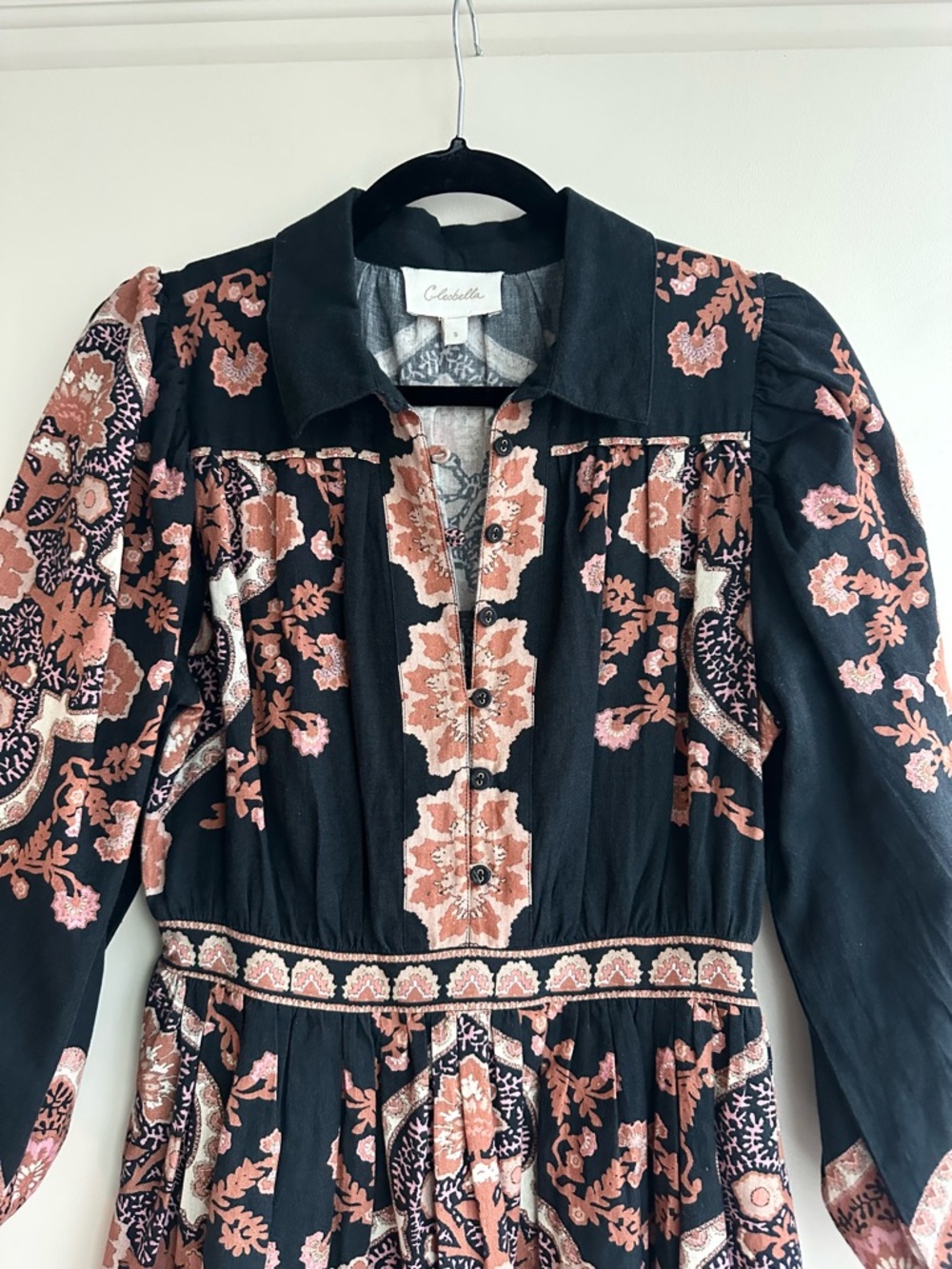 Cleobella Leigh Mini Dress Small Dark Lagos Long Sleeve - Picture 6 of 7